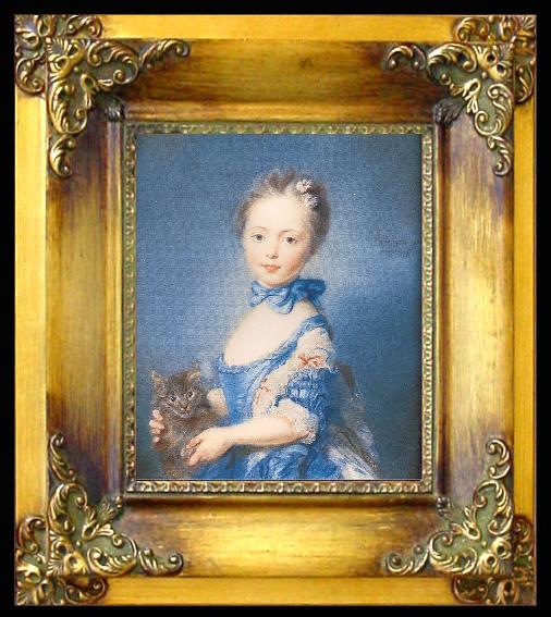 framed  PERRONNEAU, Jean-Baptiste A Girl with a Kitten, Ta040